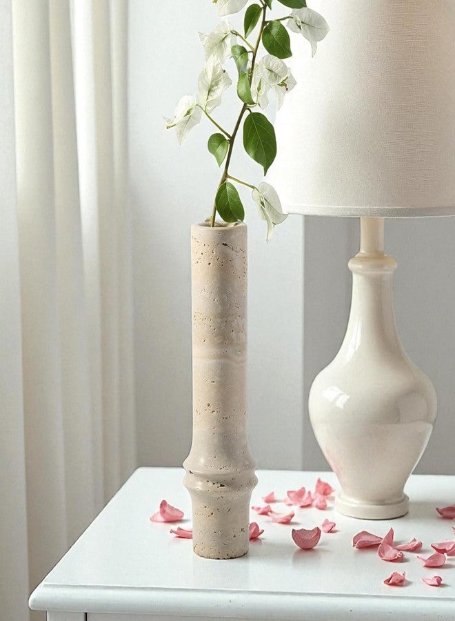 Erongoo Flower Vase for Home Decor, Marble Bamboo Vase Rustic Vintage Decorations for Living Room, Table, Bathroom, Holiday & Weddings (Travertine) - Image 1